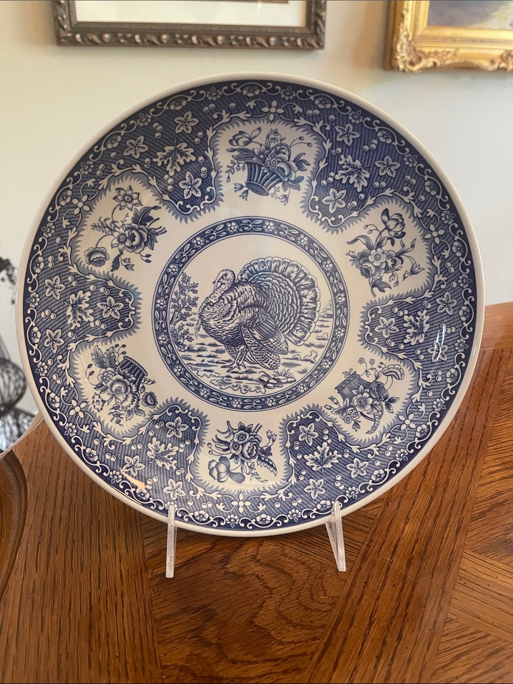 Blue and White Turkey Decorative Charger Plate - Brand: